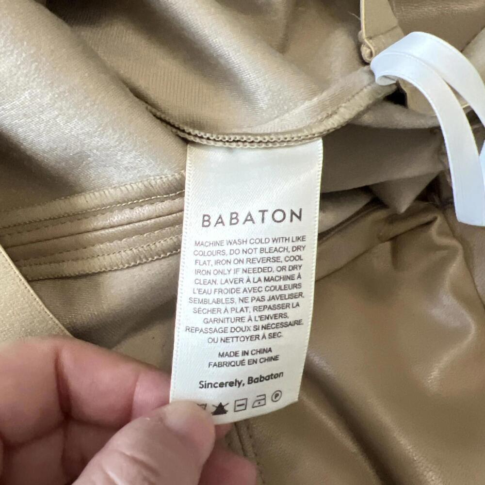 Aritzia Babaton Leather Slim Pant Tan Size 4 - Picture 9 of 11